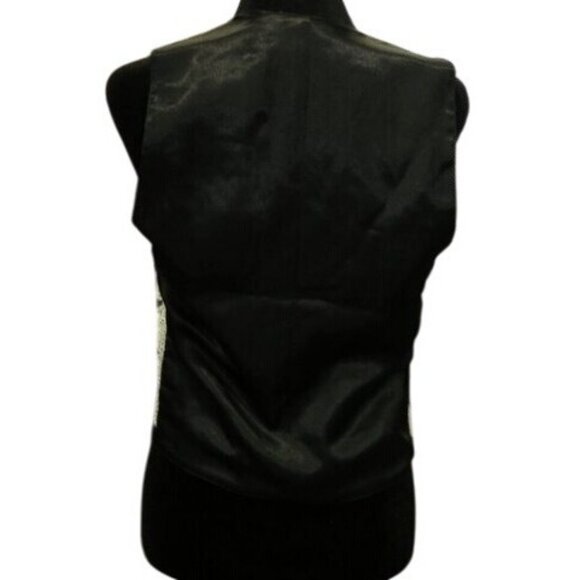 Vintage Black & White Embellished Sequined Reversible Vest evening wear - Picture 2 of 8